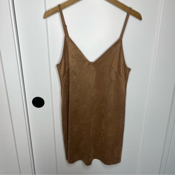 Aritzia Wilfred Free Vivienne Brown Faux Suede Mini Dress Size Small - Picture 2 of 6